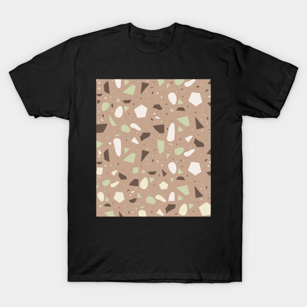 Seamless Pastel  Blue and Black Terrazzo Pattern T-Shirt by zedonee